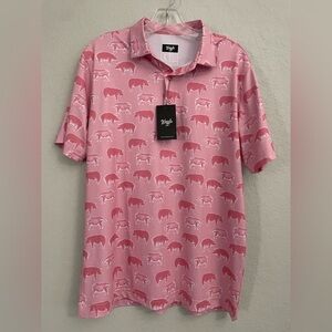 Waggle Hog Heaven Pink Polo Mens Large